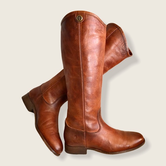 Frye Melissa Button 2 Cognac Leather Tall Boots - Picture 5 of 15